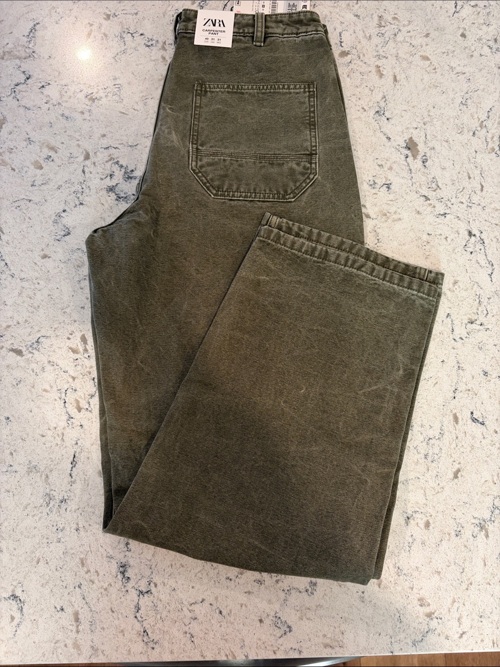 ZARA Men's Olive Relaxed-Fit Jeans